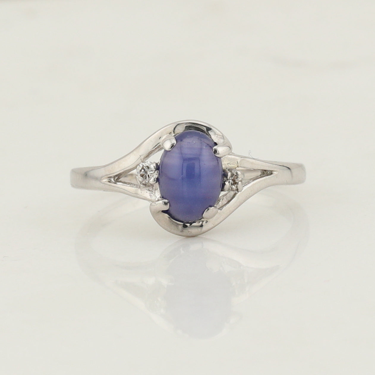 White Gold Star Sapphire  Ring