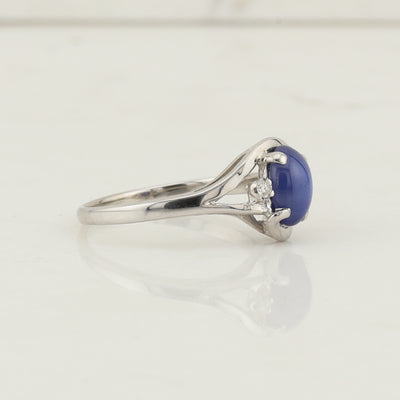 White Gold Star Sapphire  Ring