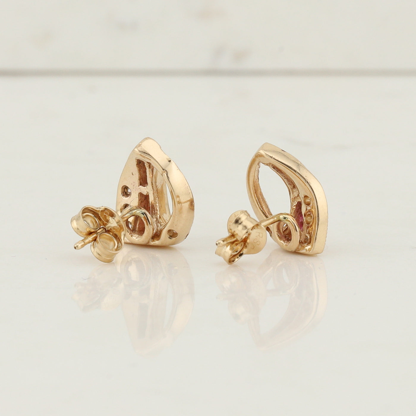 Yellow Gold Ruby and Diamond Earrings