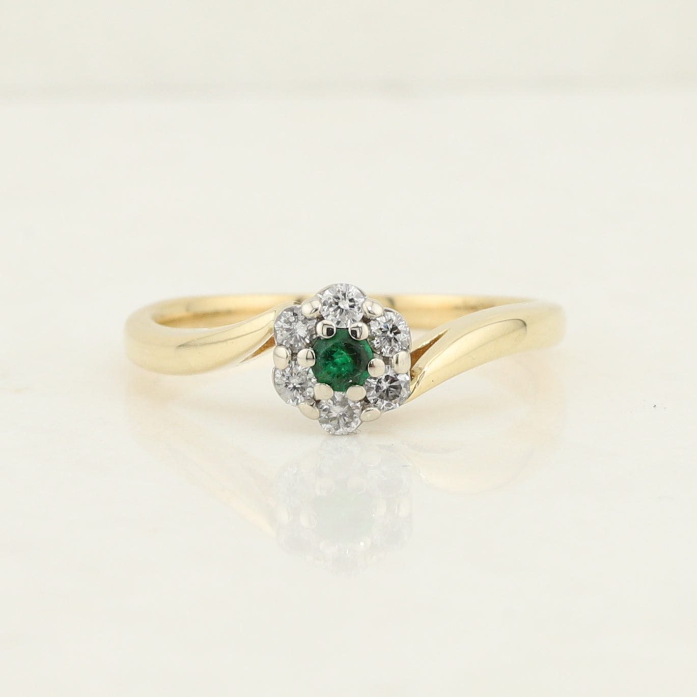 Yellow Gold Emerald and Diamond Ring