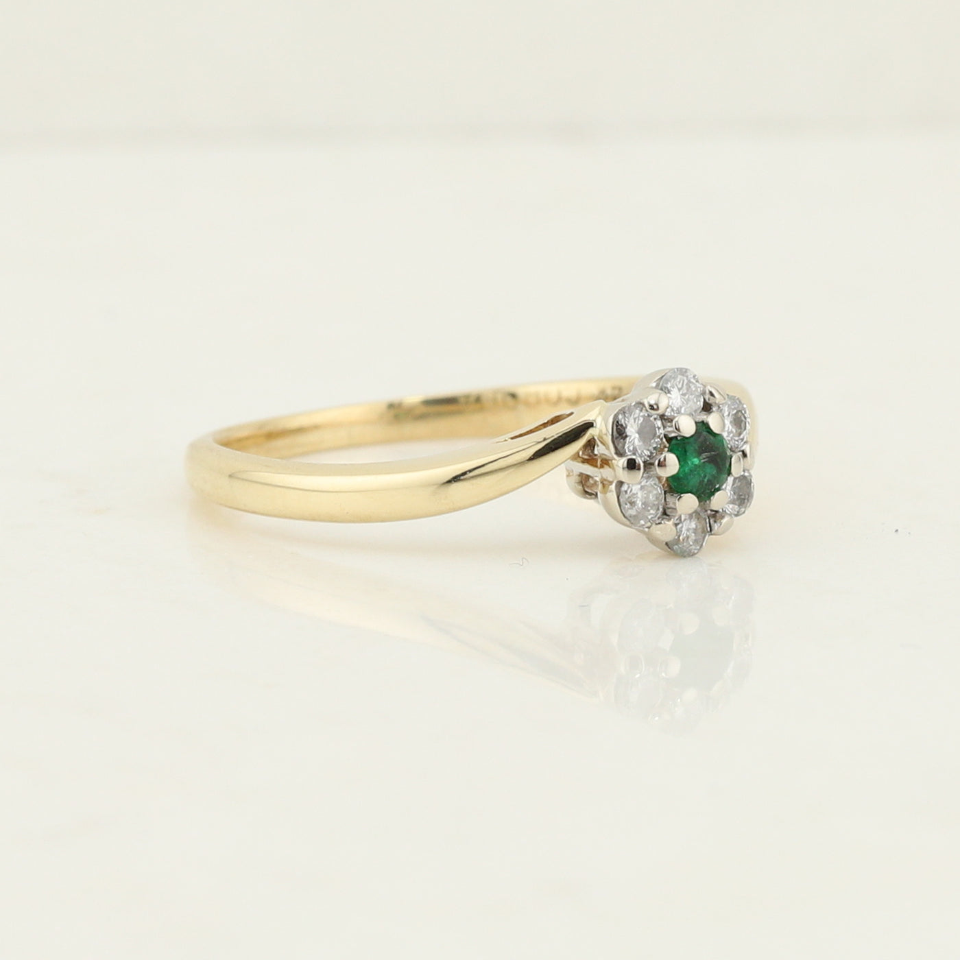 Yellow Gold Emerald and Diamond Ring