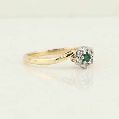 Yellow Gold Emerald and Diamond Ring