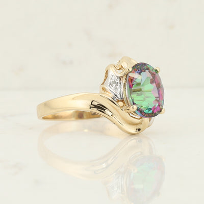 Yellow Gold Mystic Topaz Ring