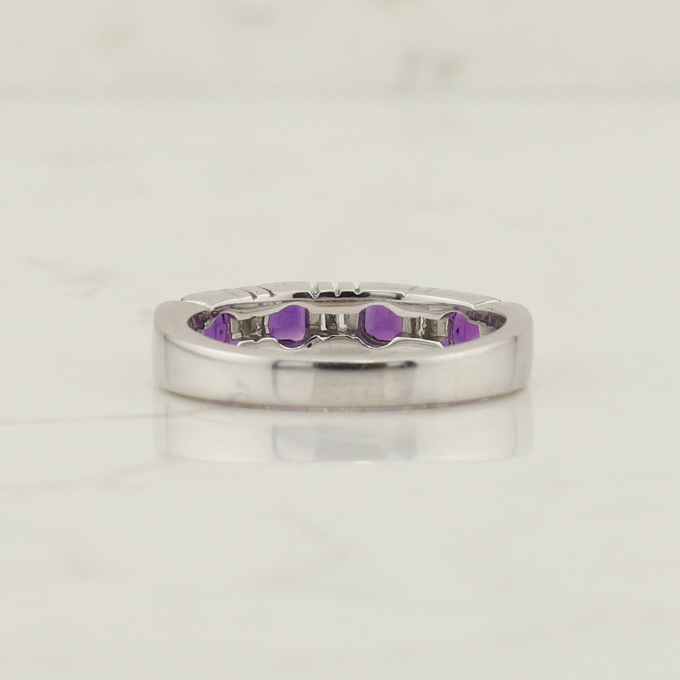 White Gold Amethyst and Diamond Ring