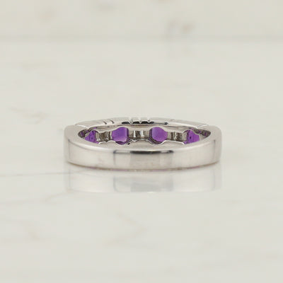 White Gold Amethyst and Diamond Ring