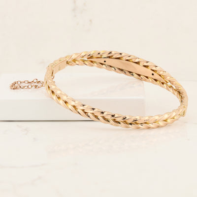 Seed Pearl & 15ct Yellow Gold Bangle