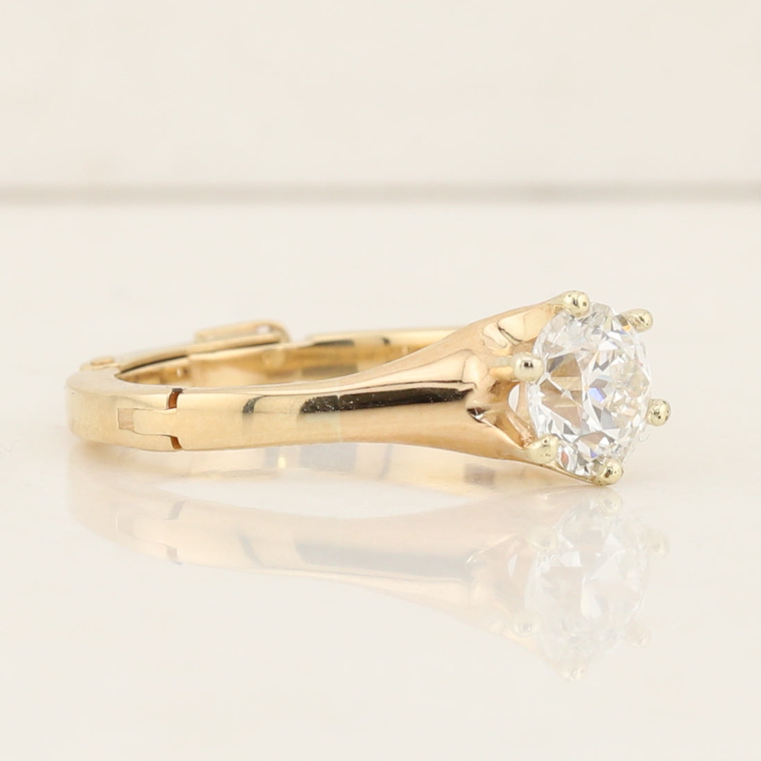 Yellow Gold Solitaire Hinged Shank