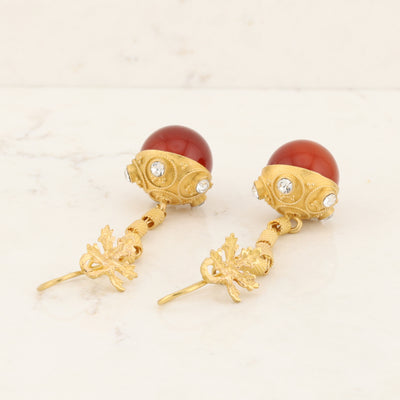 Leaf Motif Drop Acorn Earrings