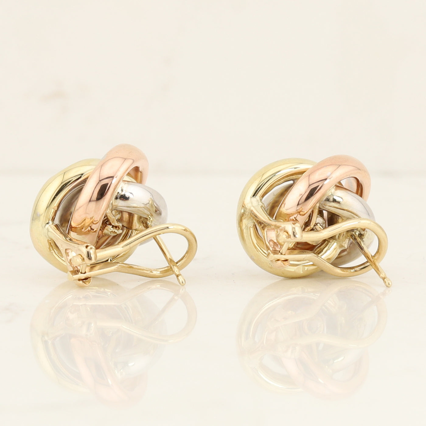 Tri Colour Love Knot Diamond Earrings