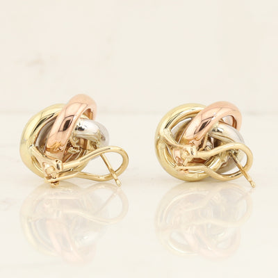 Tri Colour Love Knot Diamond Earrings