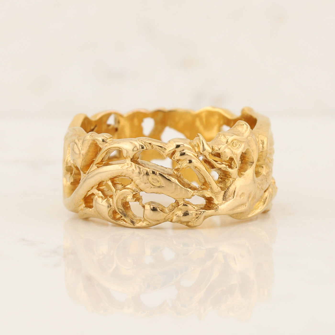 Custom Men's Dragon and Serpent Ring