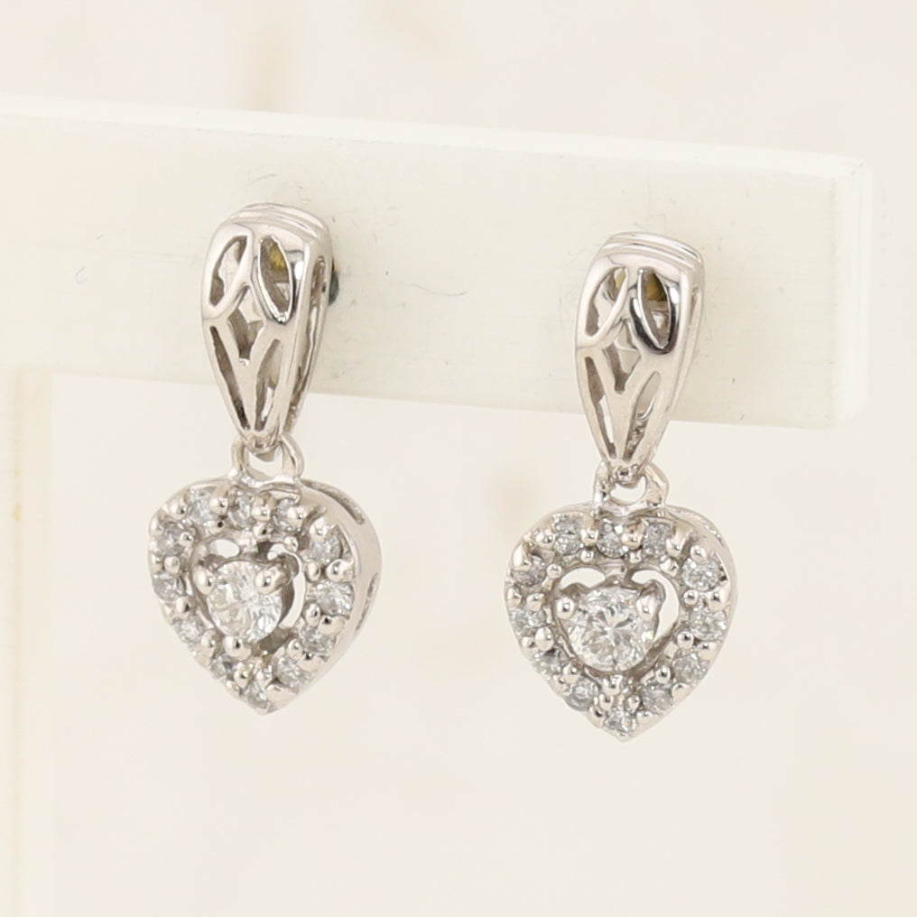 Diamond Heart Drop Earrings