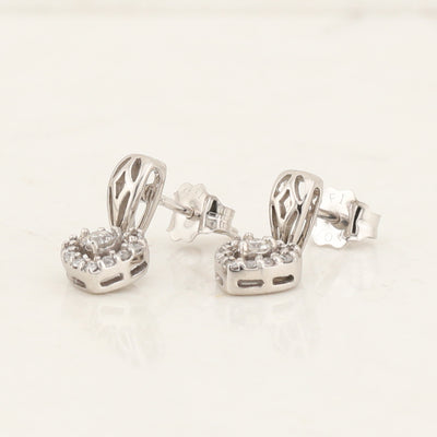 Diamond Heart Drop Earrings