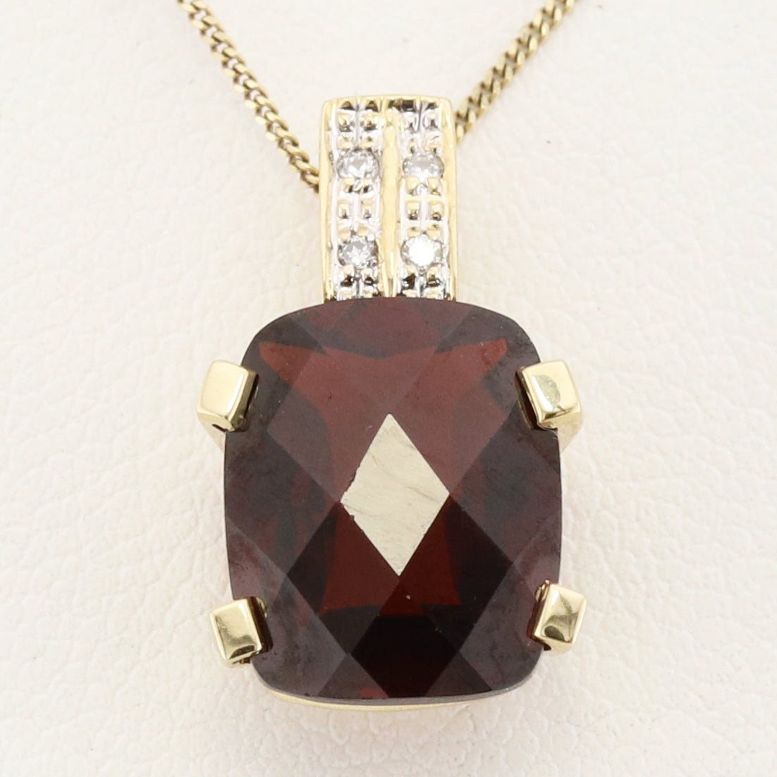Checkerboard Cut Garnet Pendant