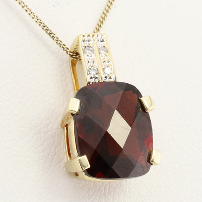 Checkerboard Cut Garnet Pendant