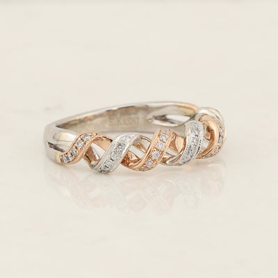 White and Rose Gold Diamond Band