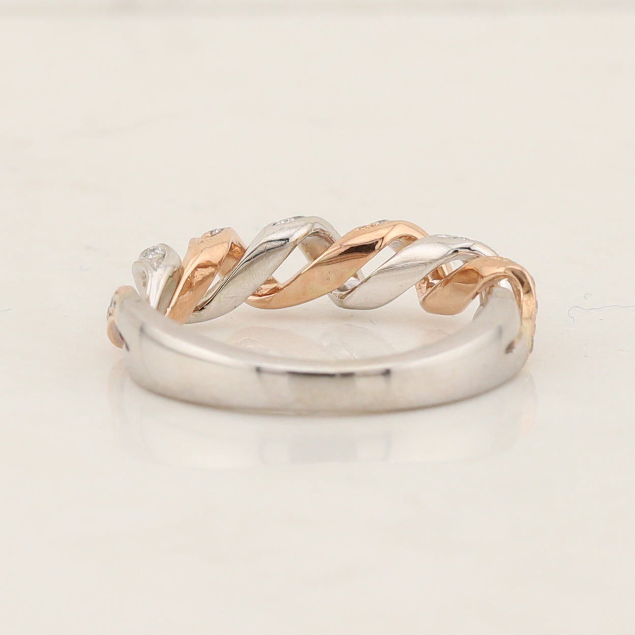 White and Rose Gold Diamond Band