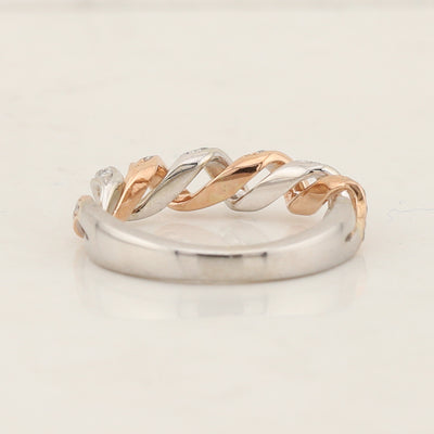 White and Rose Gold Diamond Band