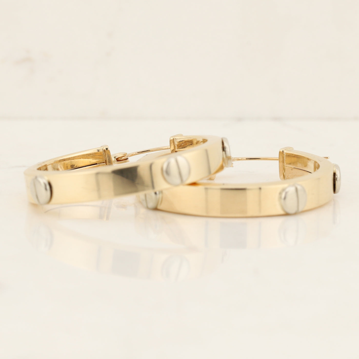 Yellow & White Gold Hoop Earrings