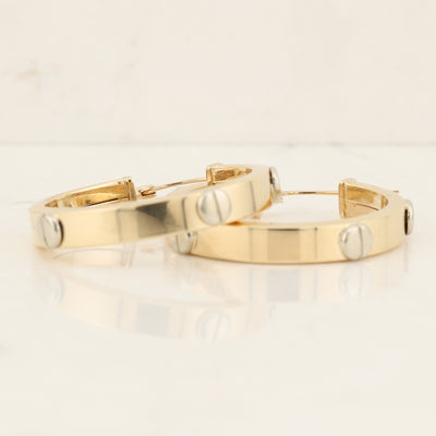 Yellow & White Gold Hoop Earrings