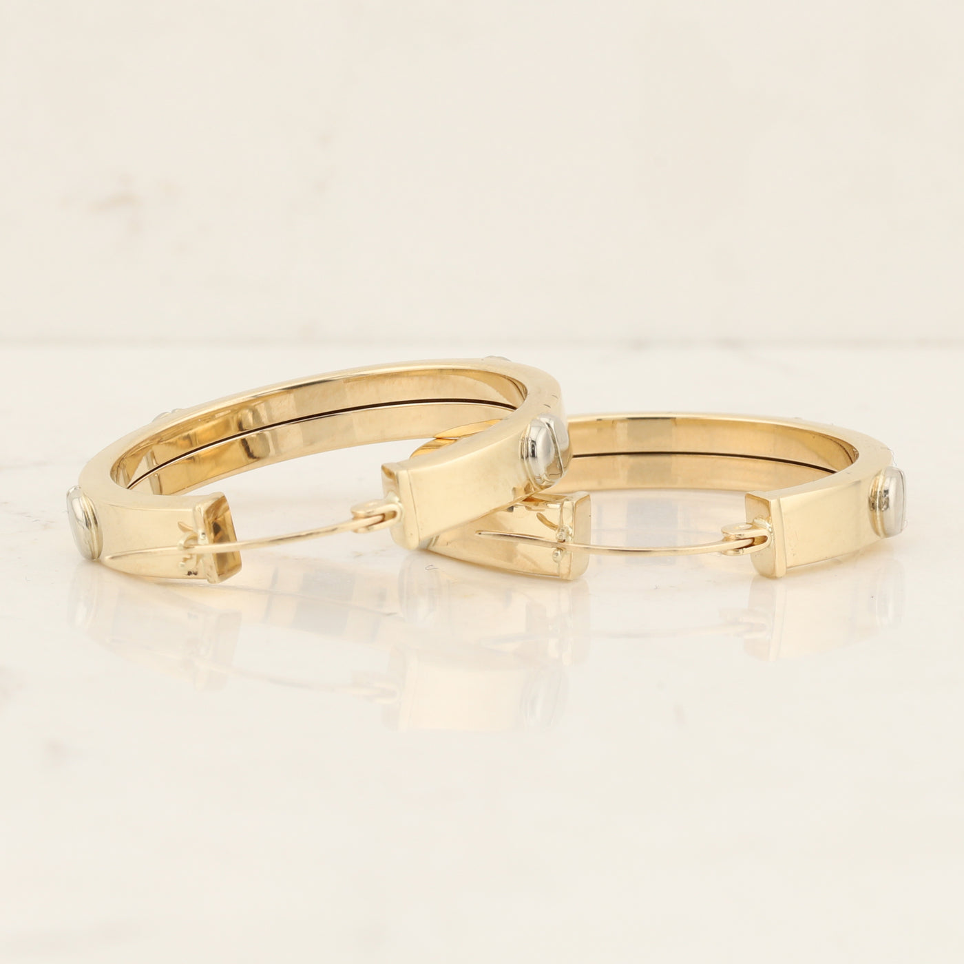 Yellow & White Gold Hoop Earrings