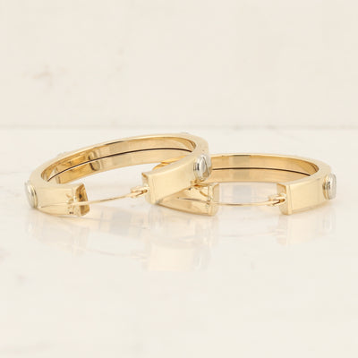 Yellow & White Gold Hoop Earrings