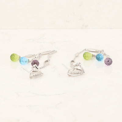 Peridot, Blue Topaz & Amethyst Drop Earrings