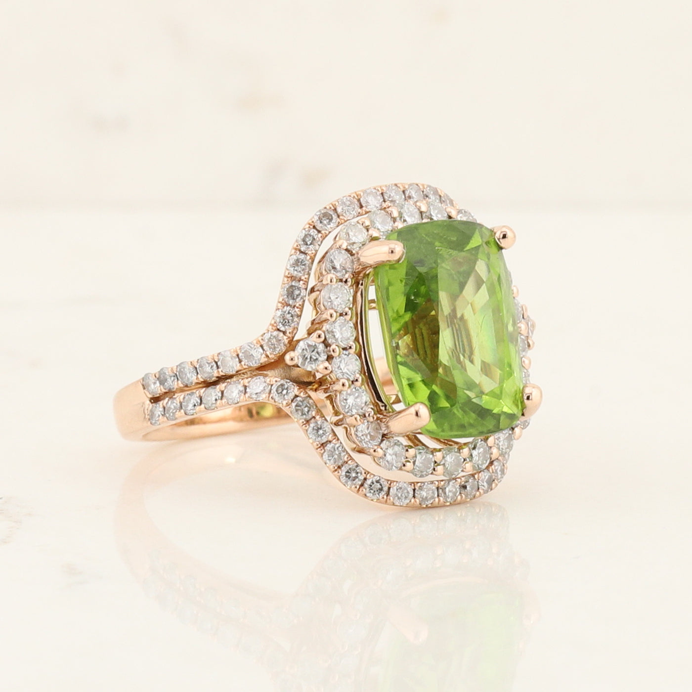 Peridot and Diamond Ring