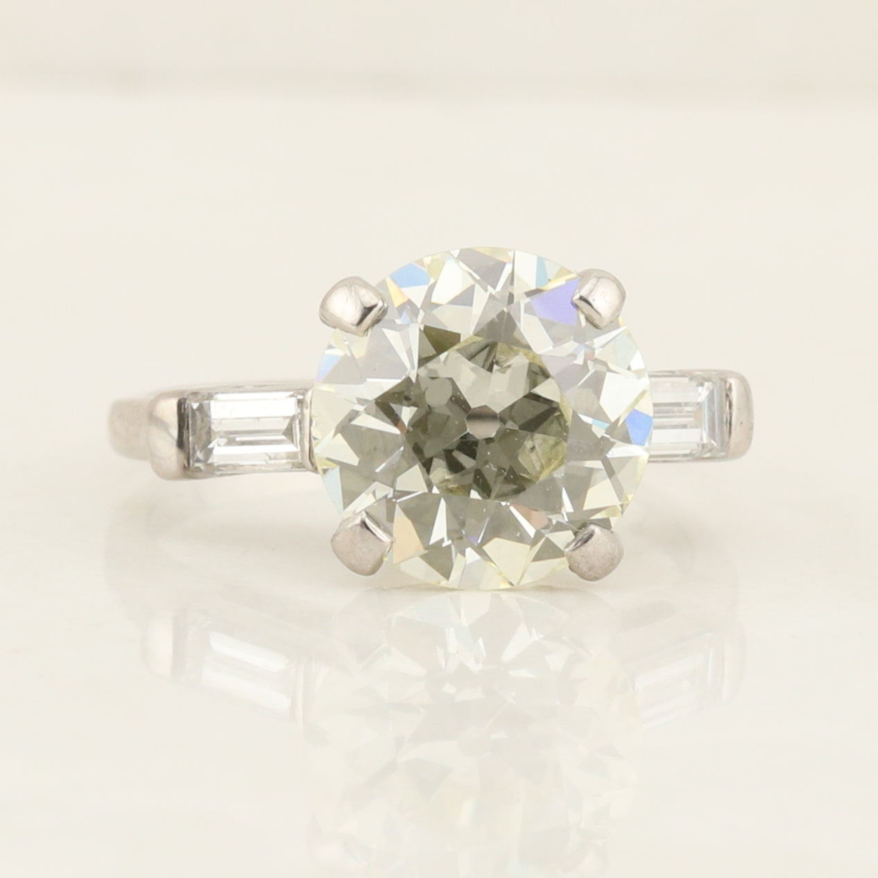 Platinum 3.39ct Transitional Cut Diamond Ring