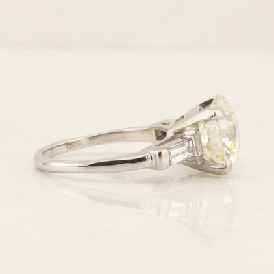Platinum 3.39ct Transitional Cut Diamond Ring