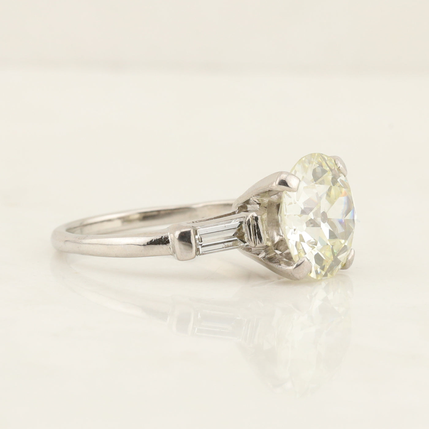 Platinum 3.39ct Transitional Cut Diamond Ring
