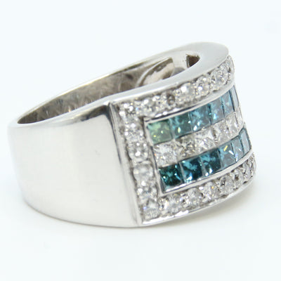 Blue and White Diamond Ring