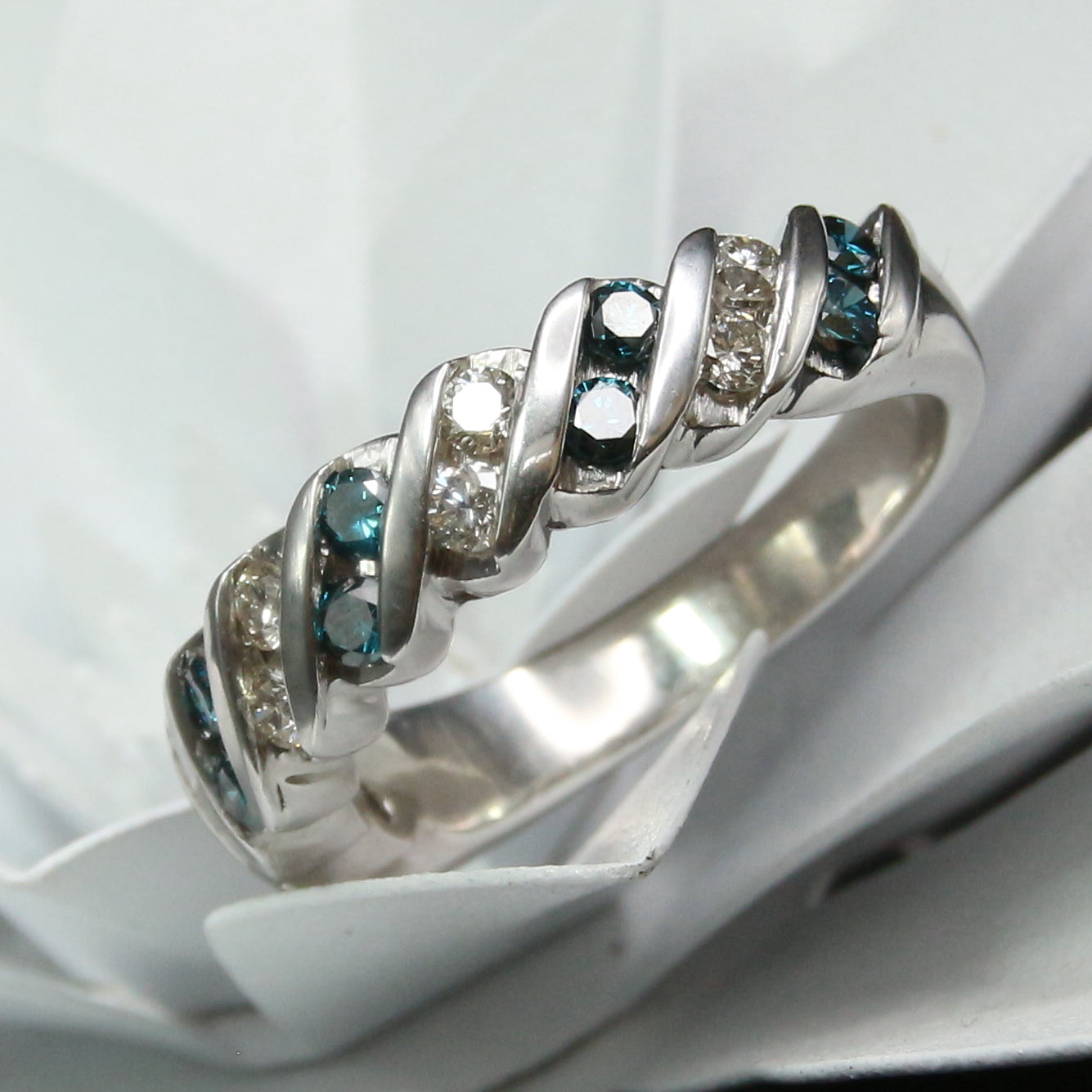 Blue & White Diamond Ring