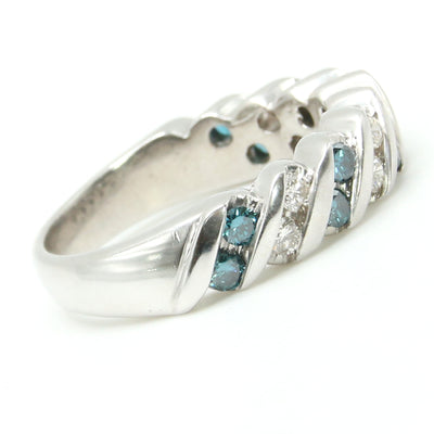 Blue & White Diamond Ring