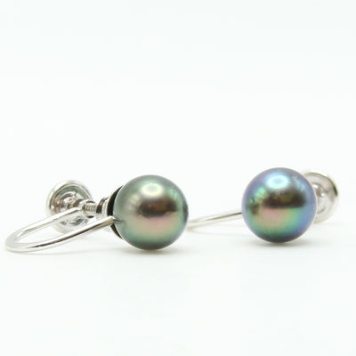 Black Pearl Screw Back Earrings