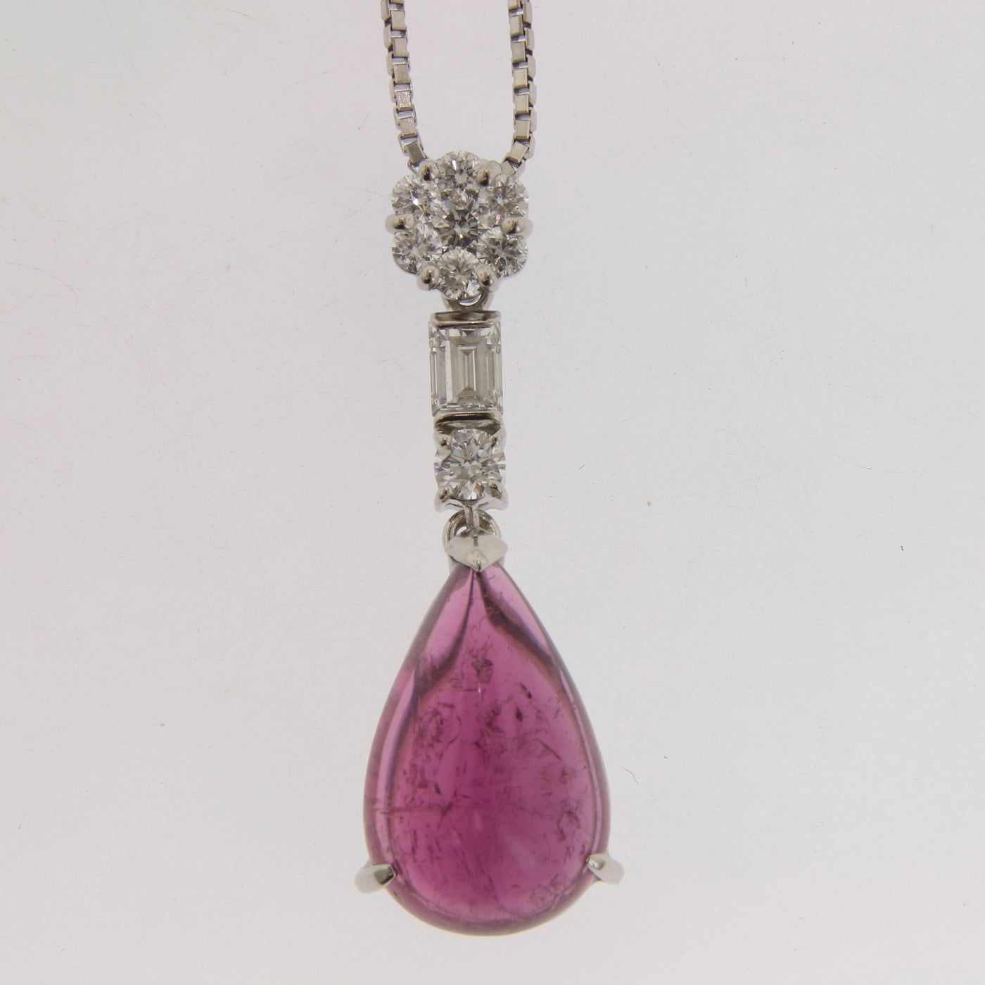Pink Tourmaline & Diamond Pendant