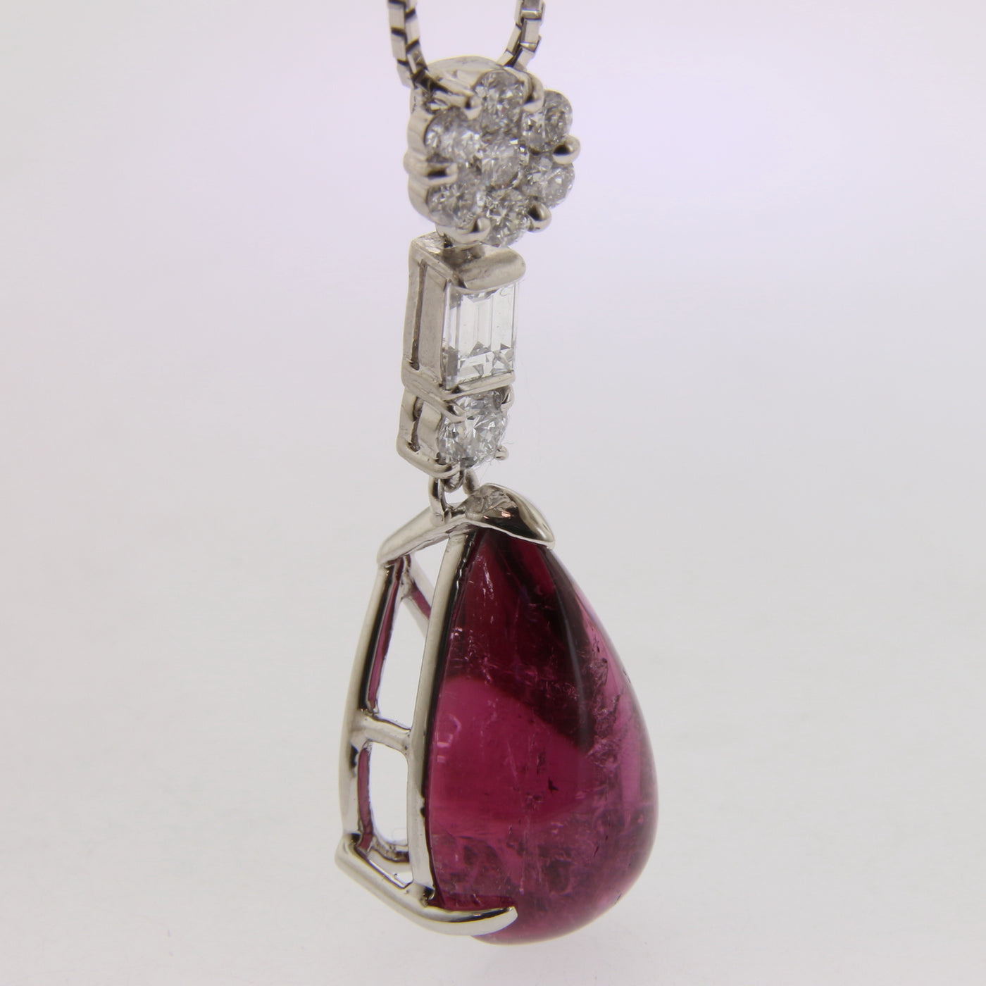 Pink Tourmaline & Diamond Pendant
