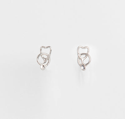 Mini Stethoscope Stud Earrings in Sterling Silver