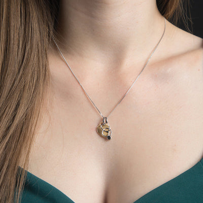 Heart and Stethoscope Necklace - Yellow Gold Plated