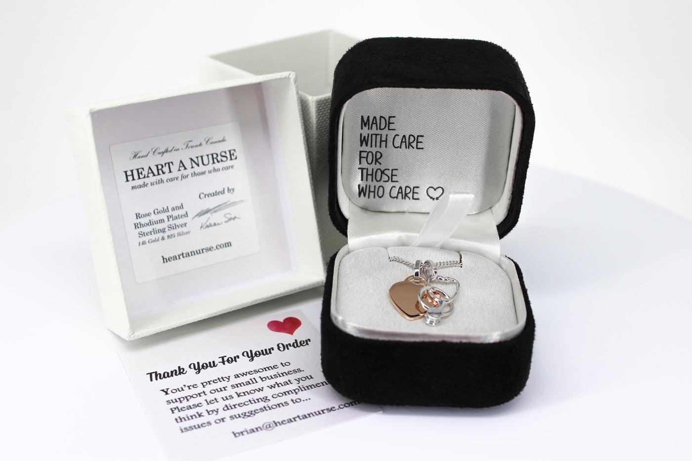 Heart and Stethoscope Necklace - Rose Gold Plated