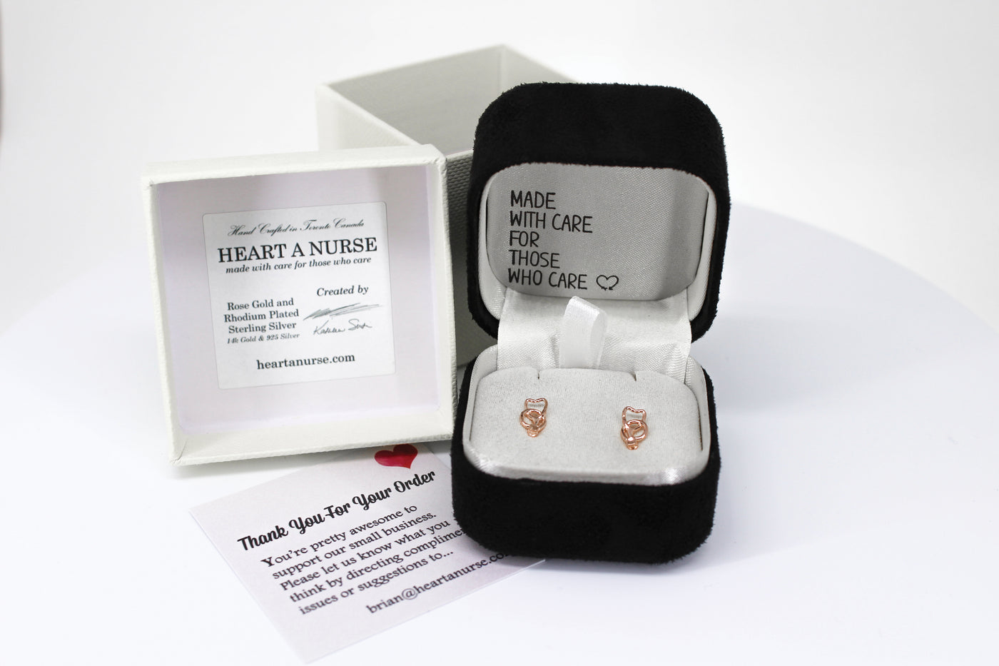 Mini Stethoscope Stud Earrings - Rose Gold Plated Sterling Silver