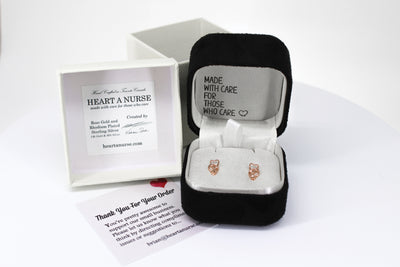 Mini Stethoscope Stud Earrings - Rose Gold Plated Sterling Silver