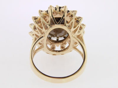 14kt Yellow Gold Smokey Quartz Ring & White Sapphire