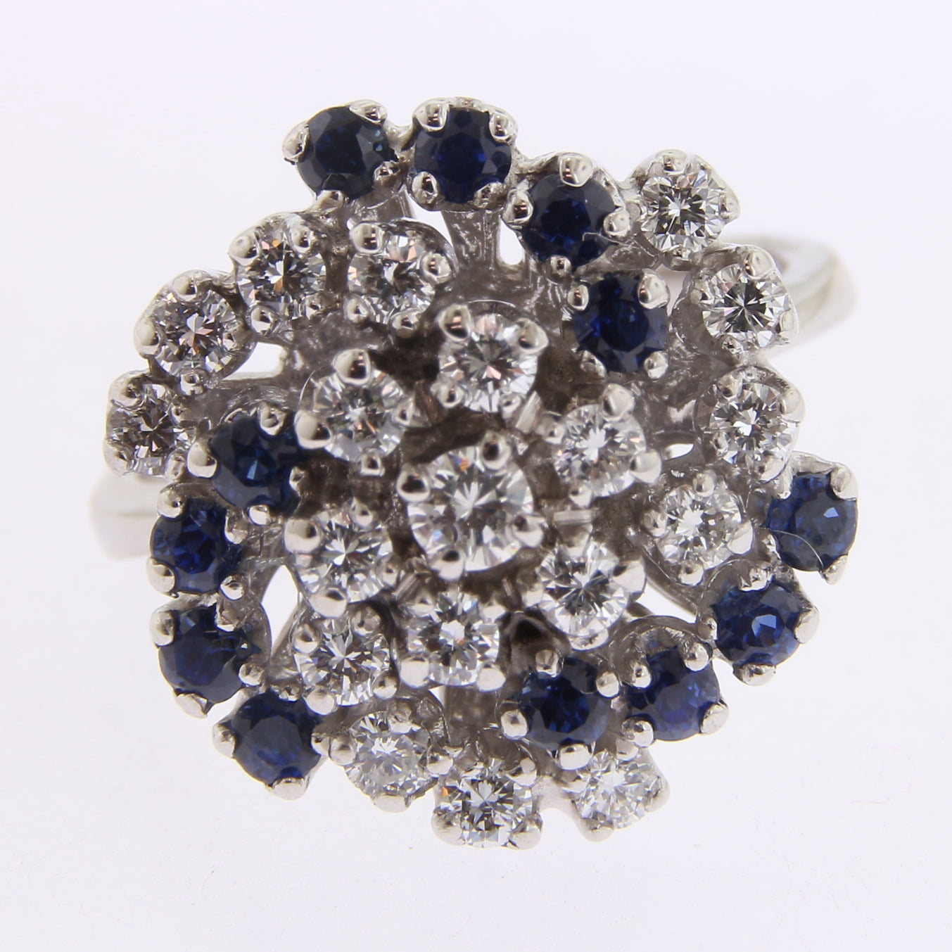 Sapphire & Diamond Swirl Top Ring