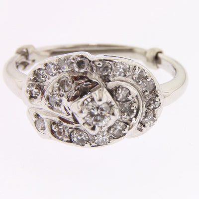 Diamond Swirl Cluster Ring