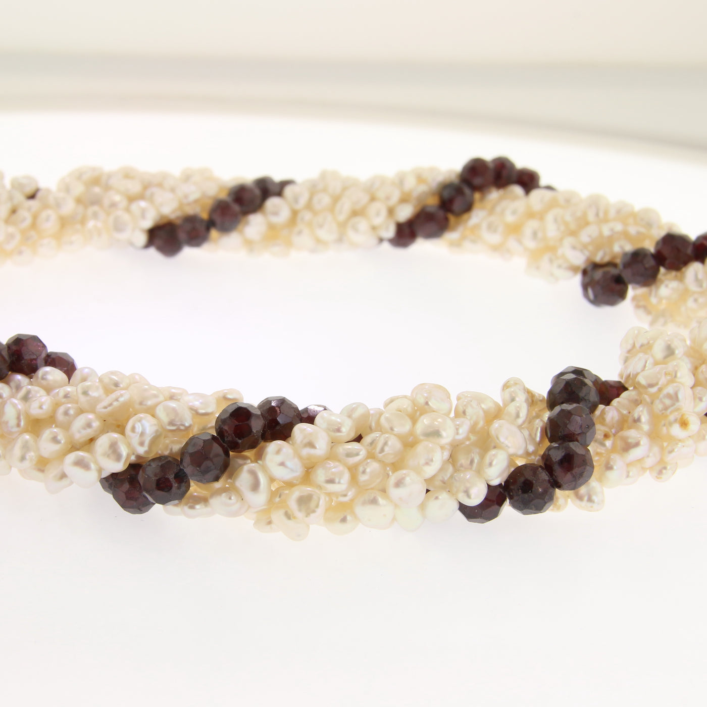 Fresh Water and Garnet Twist Necklace