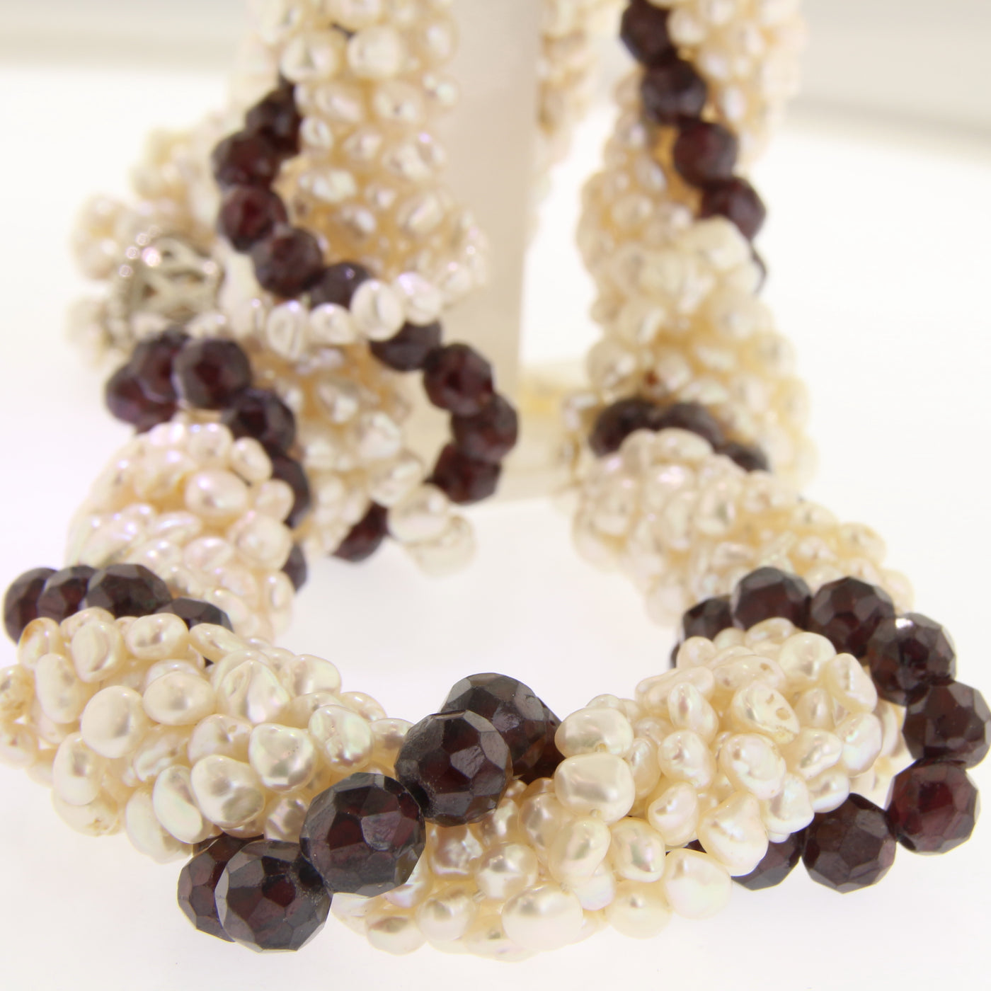 Fresh Water and Garnet Twist Necklace